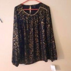 NWT Liz Claiborne Gold & Black Top  *BOGO*